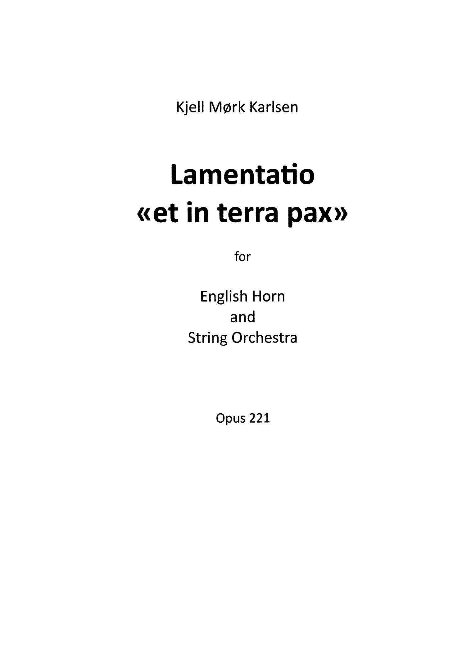 Lamentatio "et in terra pax" - for english horn and string orchestra, Op. 221 - Image 3