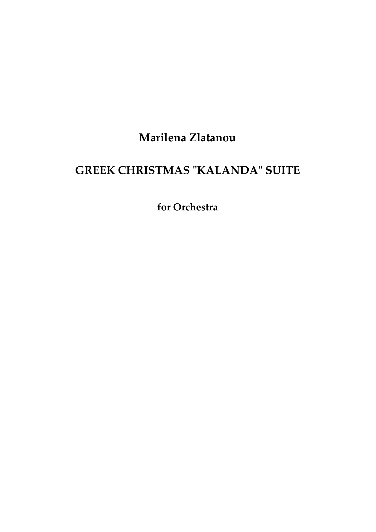 A Greek Christmas 'Kalanda' Suite for orchestra