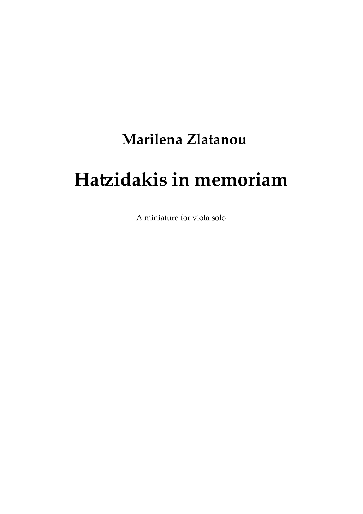 Hatzidakis in Memoriam - A miniature for viola solo