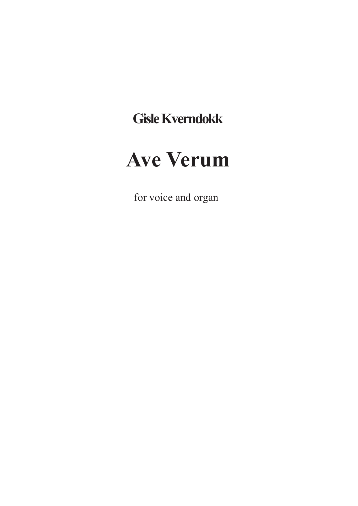 Ave Verum - for voice and organ