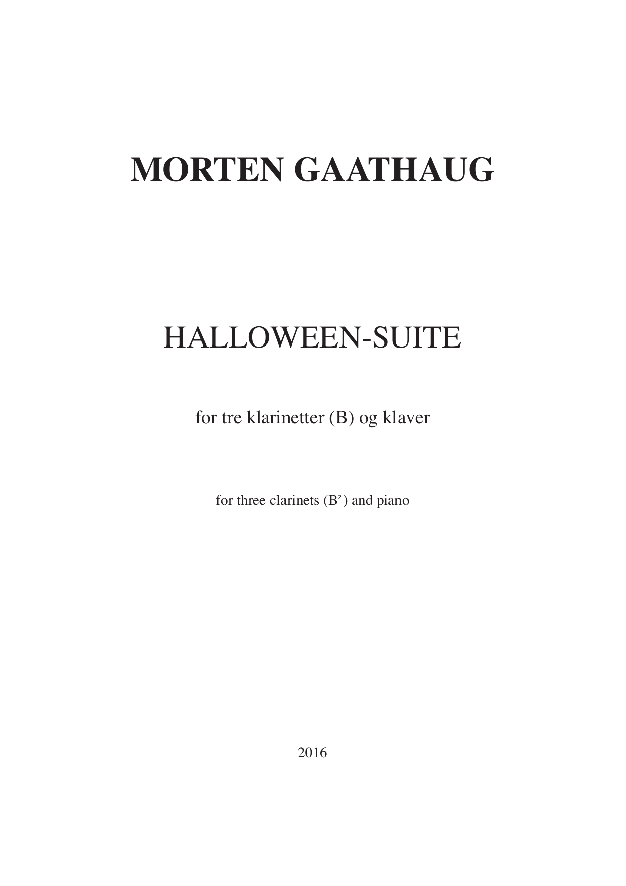 Halloween-Suite - for three clarinets (Bb ) and piano
