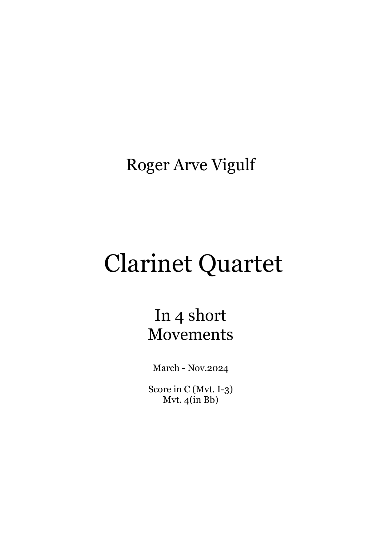 Clarinet Quartet - In 4 Short Movements