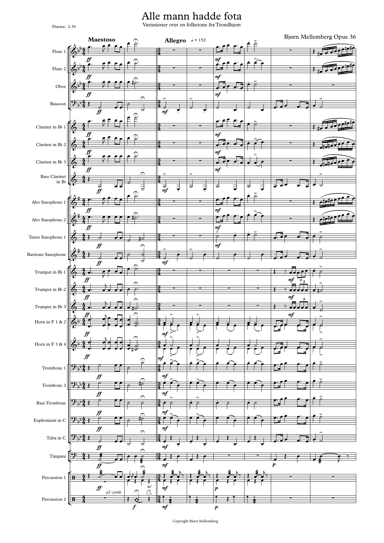 Alle mann hadde fota - Variasjoner over en folketone fra Trondhjem, op. 36