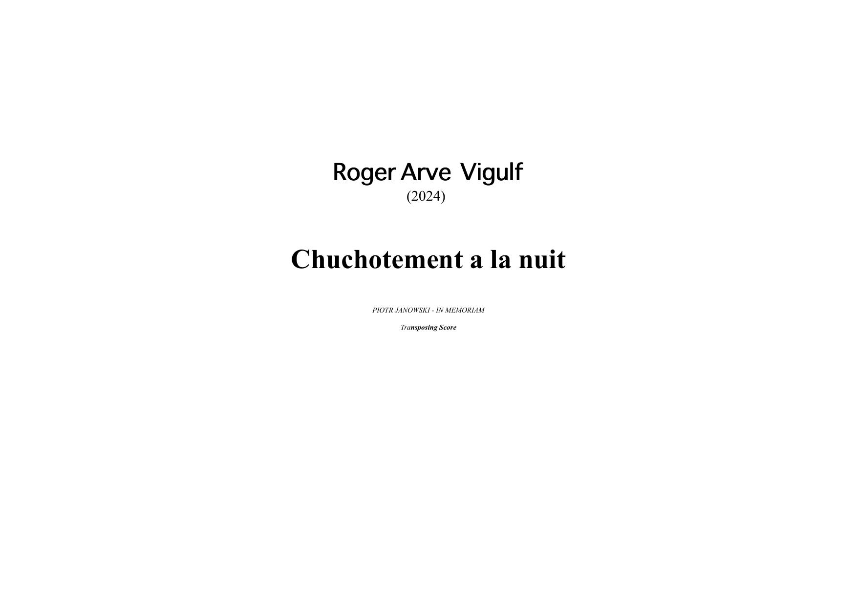 Chuchotement a la nuit - Piotr Janowski in memoriam