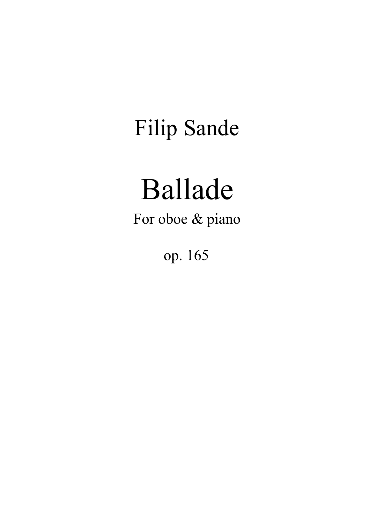 Ballade for oboe & piano, Op. 165