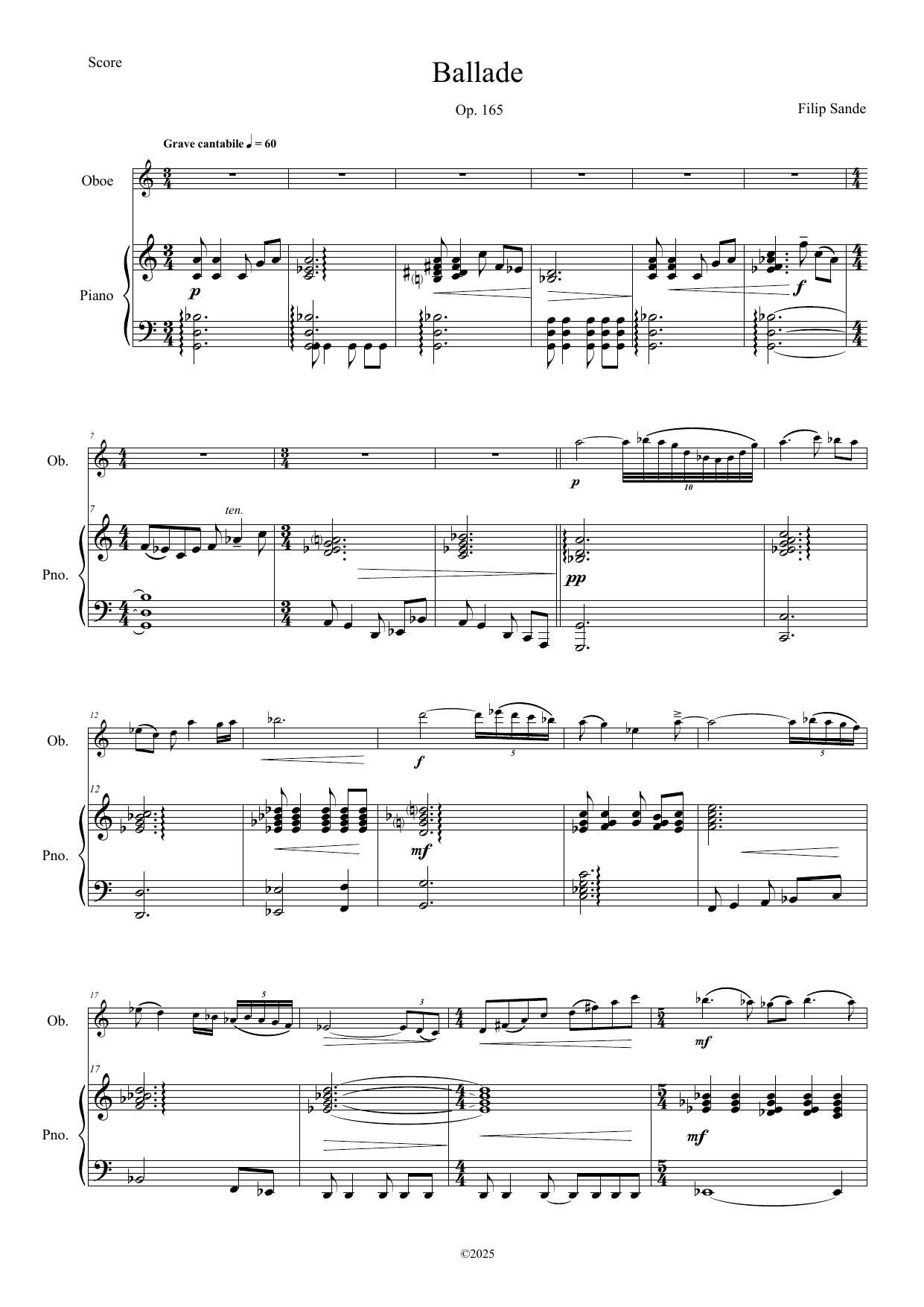 Ballade for oboe & piano, Op. 165 - Image 4