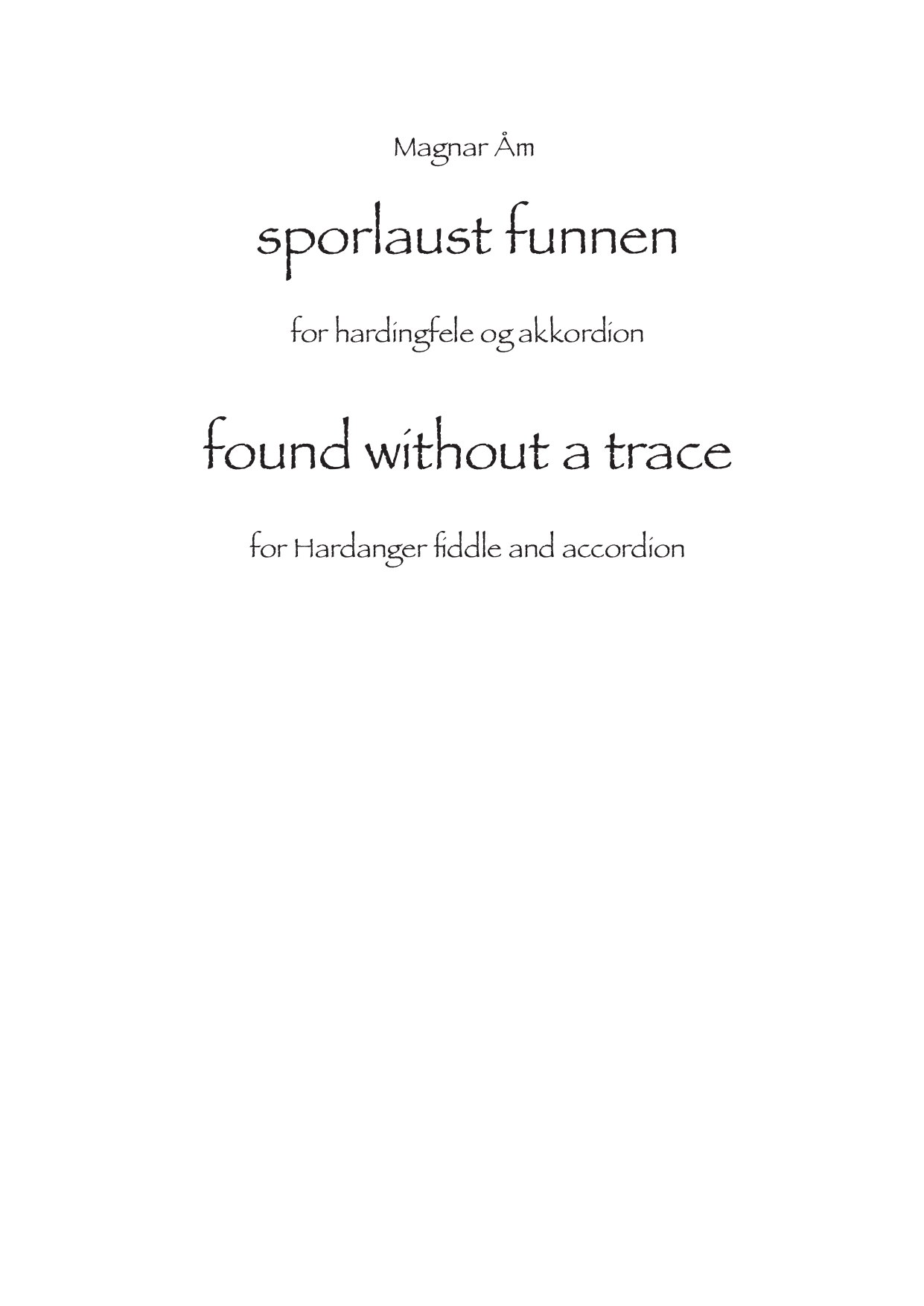 found without a trace - for hardanger fiddle and accordion