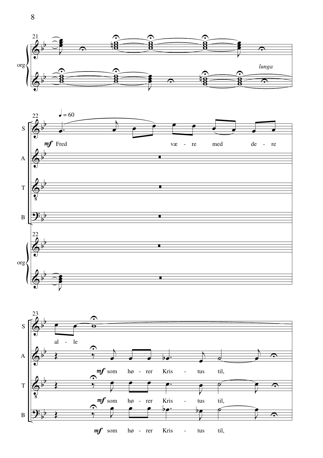 Fred - for blandet kor, barnekor, fløyte og orgel, op. 225 - Image 9