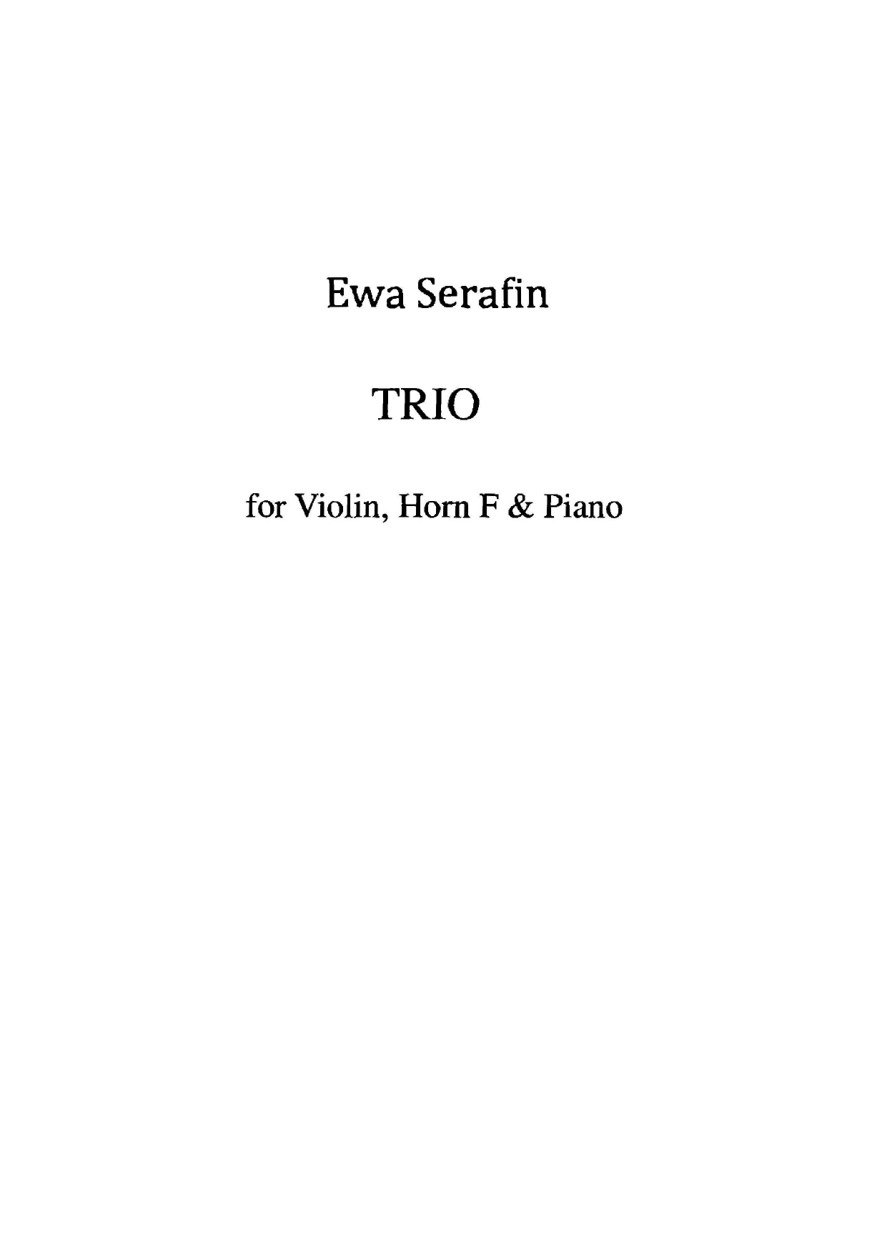 Trio for Violin, Horn F & Piano