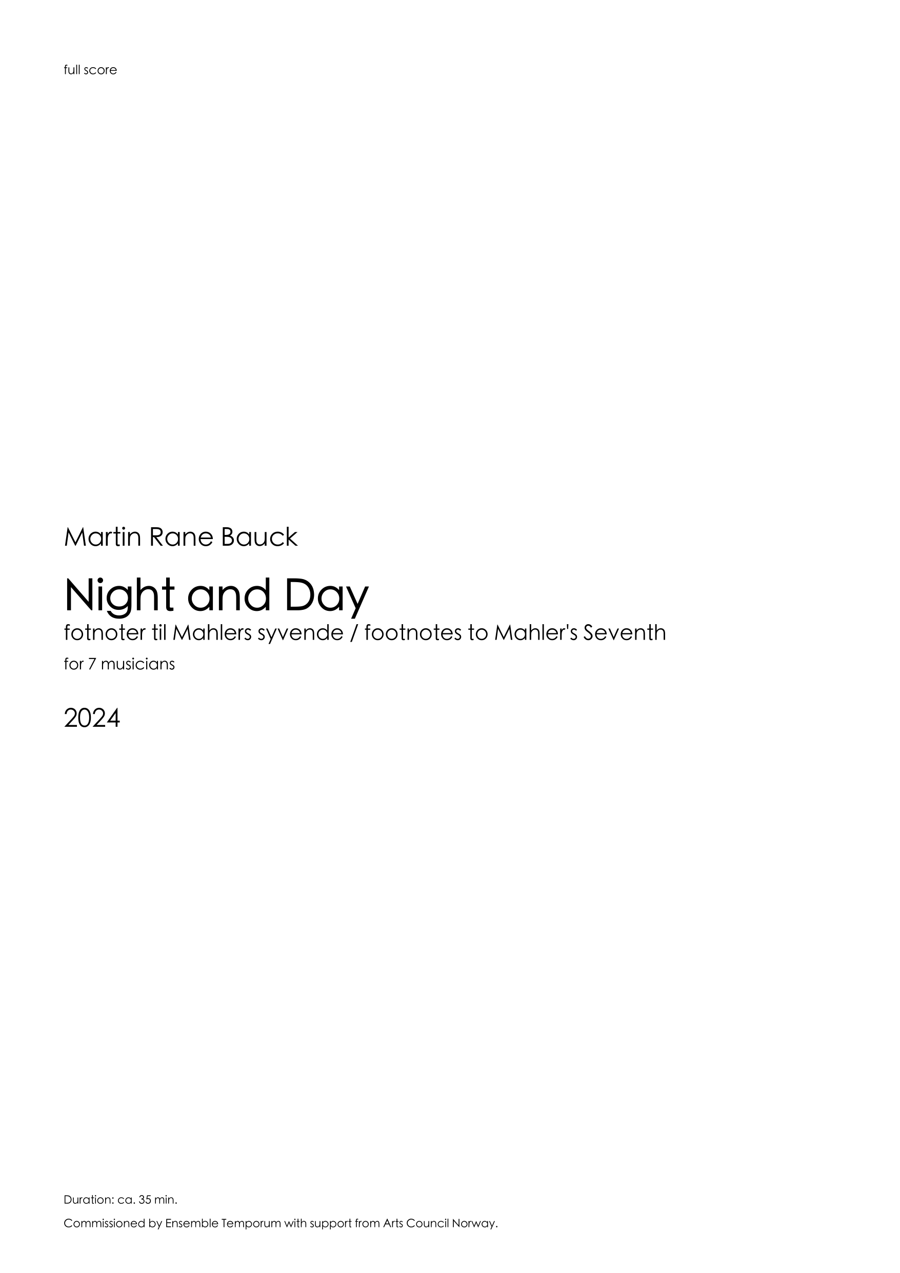 Night and Day - footnotes to Mahler's Seventh - for 7 musicians