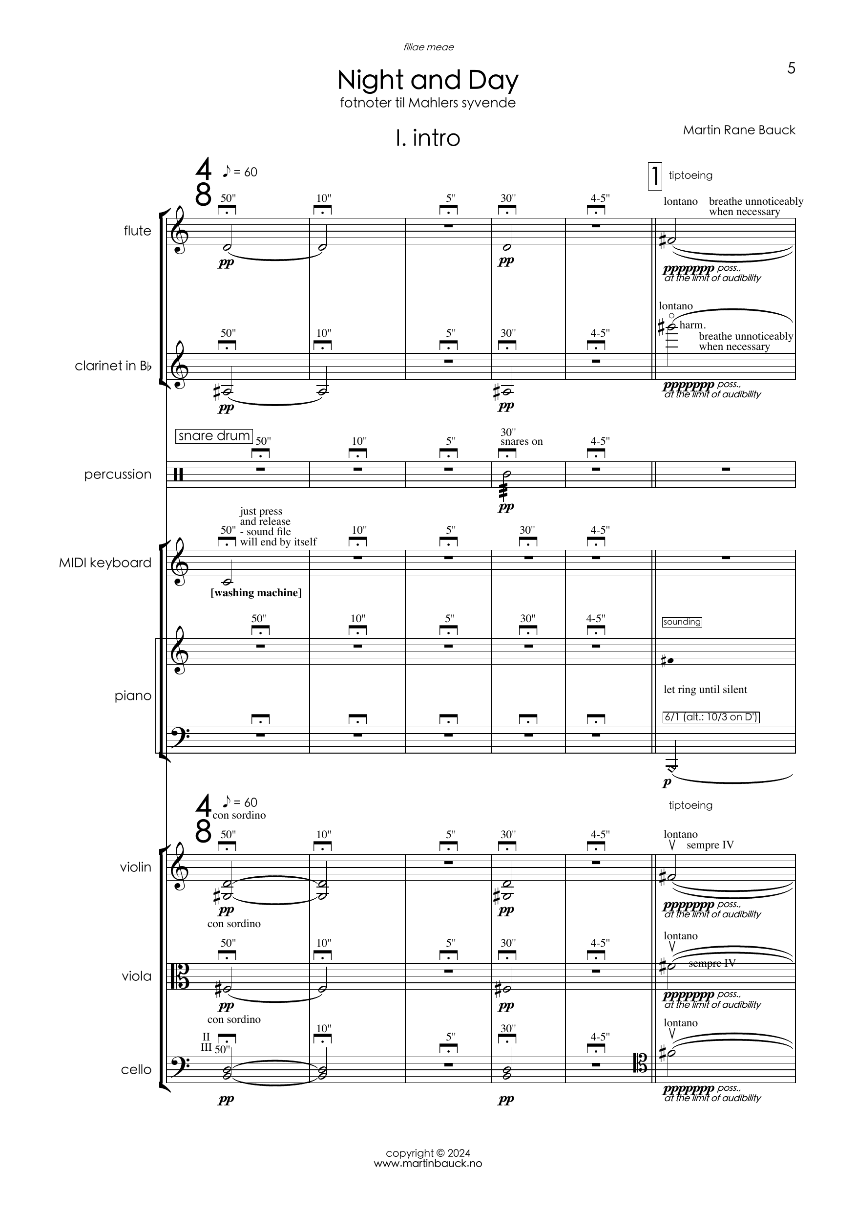 Night and Day - footnotes to Mahler's Seventh - for 7 musicians - Image 5