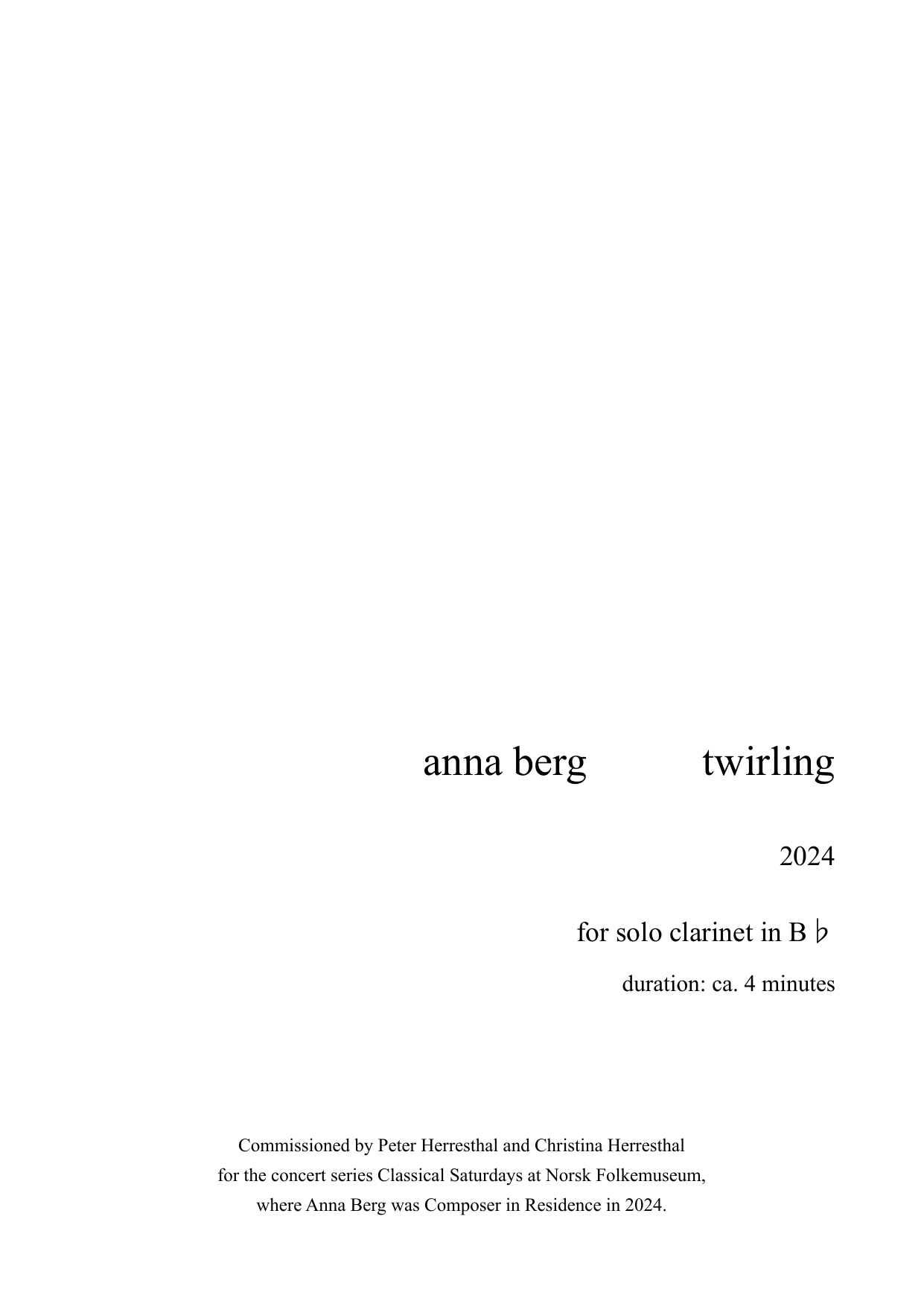 Twirling - For solo clarinet in B♭