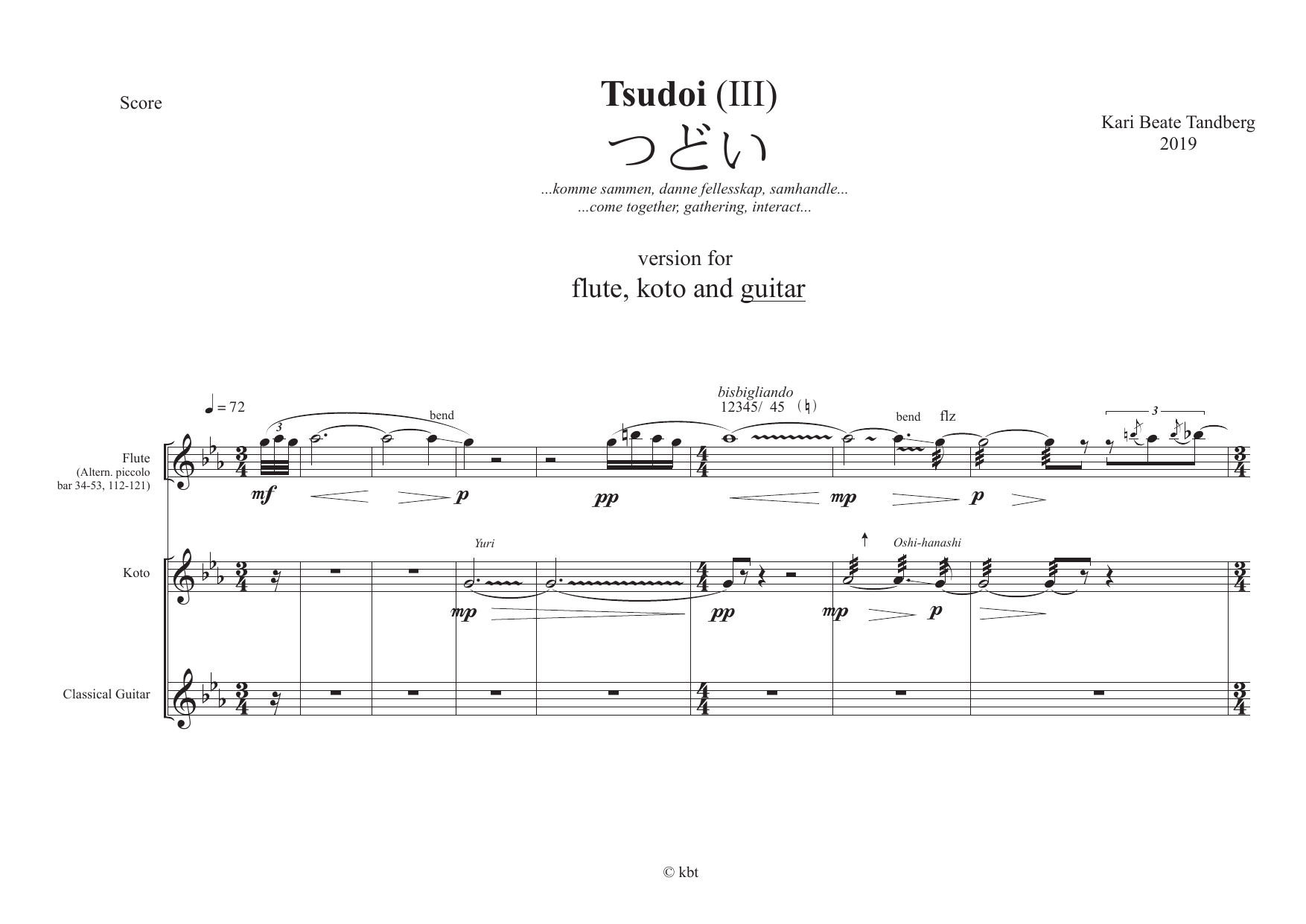 Tsudoi (III) - Version for flute, koto and guitar - Image 3