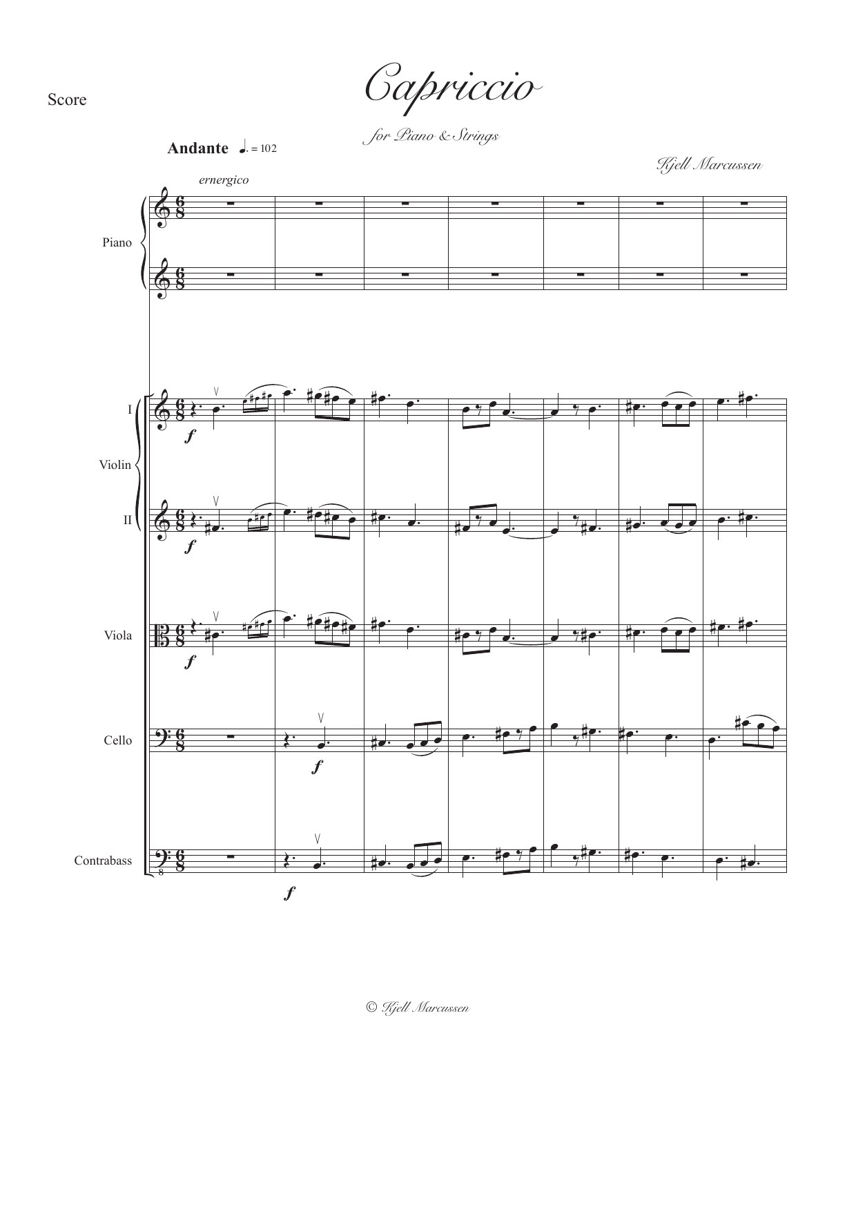 Capriccio - For piano & strings