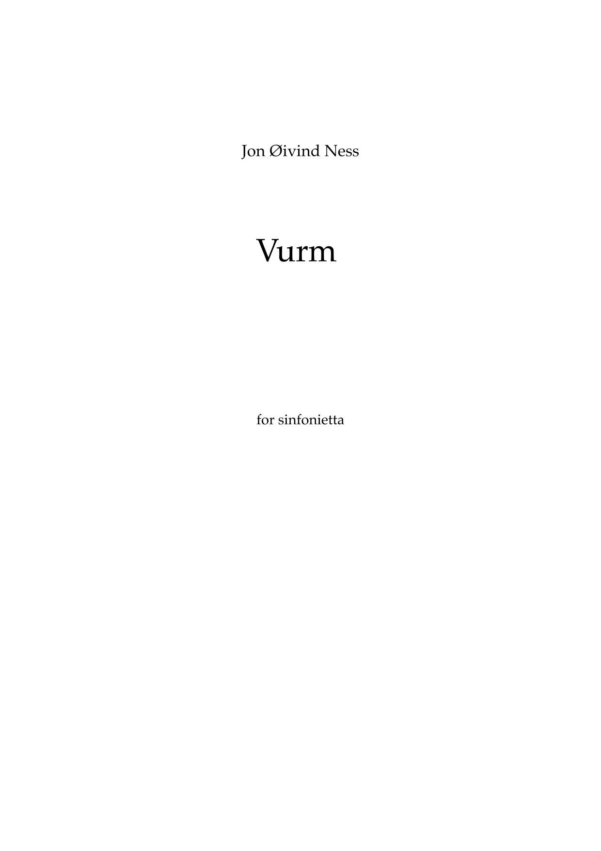 Vurm - for sinfonietta