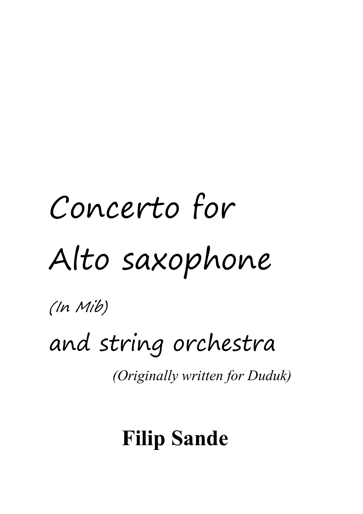 Concerto for Alto saxophone (Mib) and string orchestra