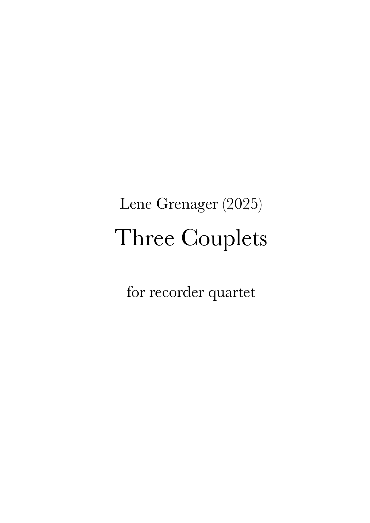 Three Couplets - For recorder quartet