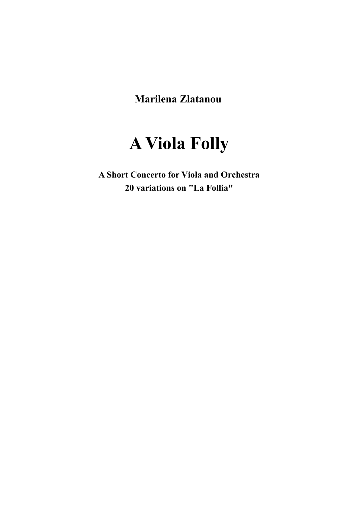 A Viola Folly - A short concerto for viola and orchestra