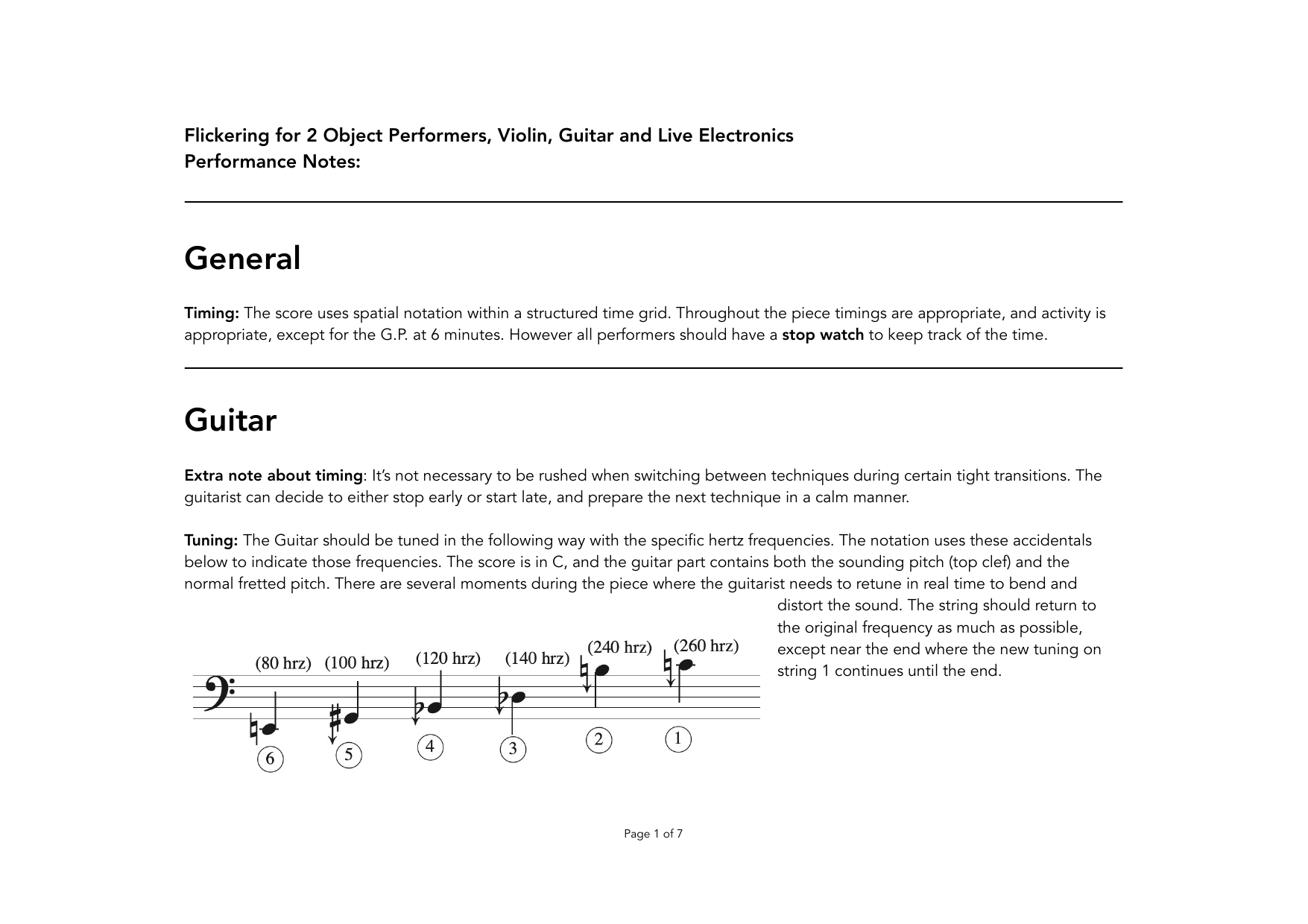 Flickering - For 2 object performers, violin, guitar & live electronics - Image 2