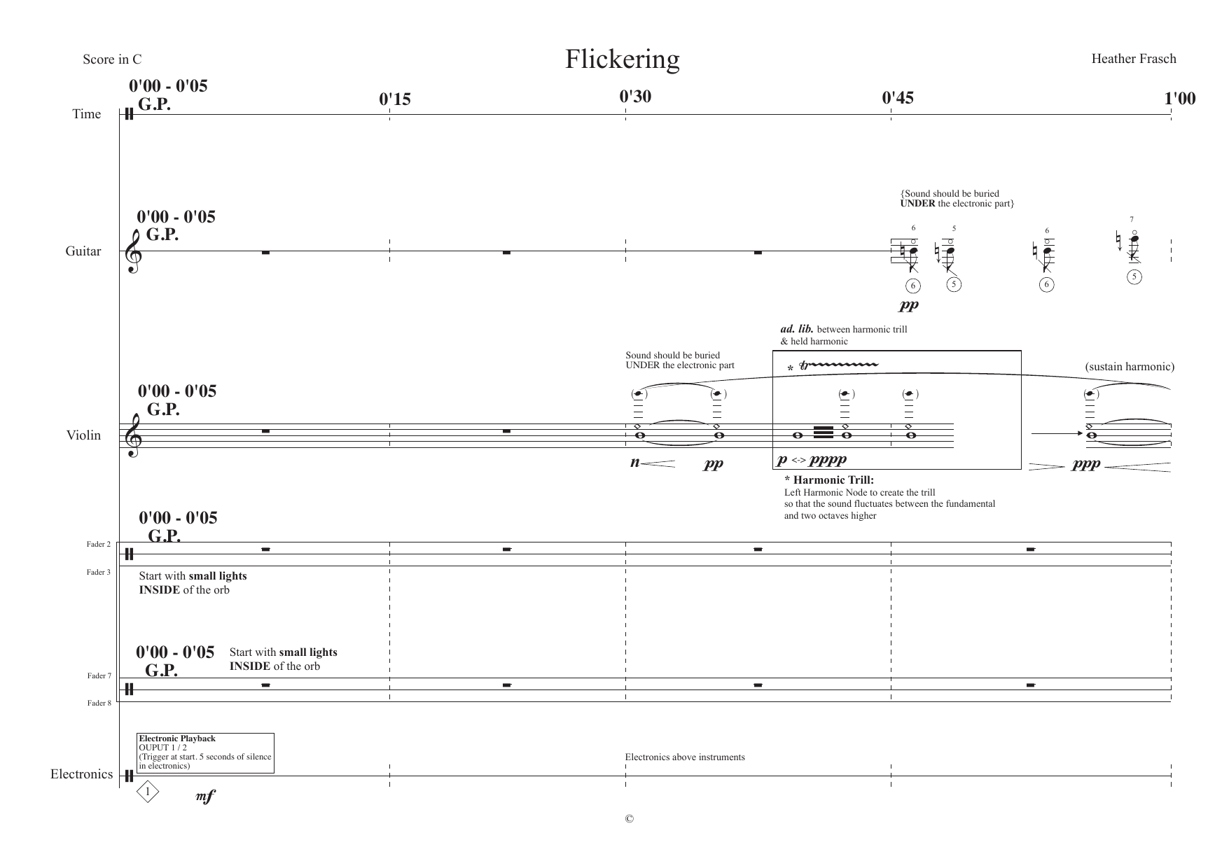 Flickering - For 2 object performers, violin, guitar & live electronics - Image 9
