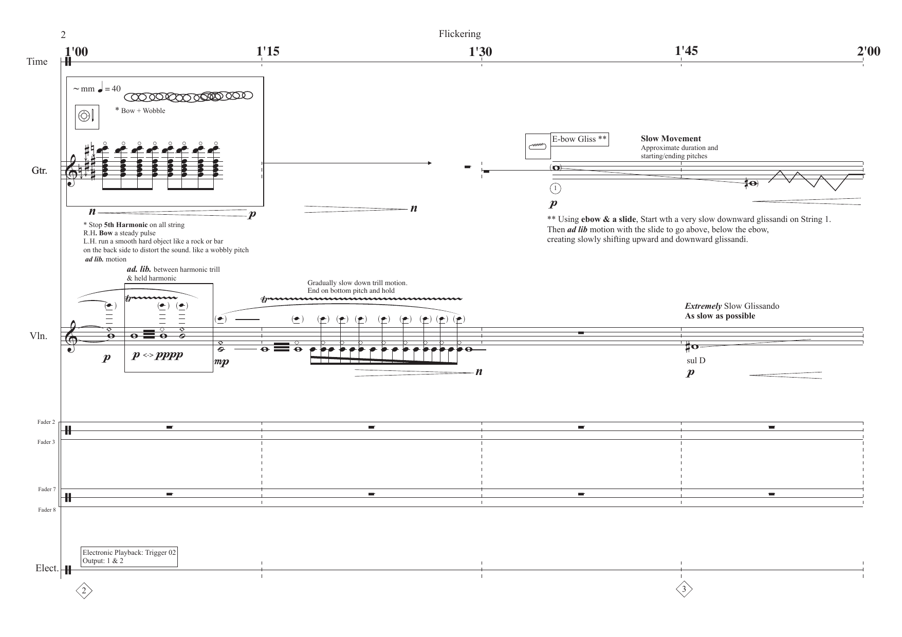 Flickering - For 2 object performers, violin, guitar & live electronics - Image 10