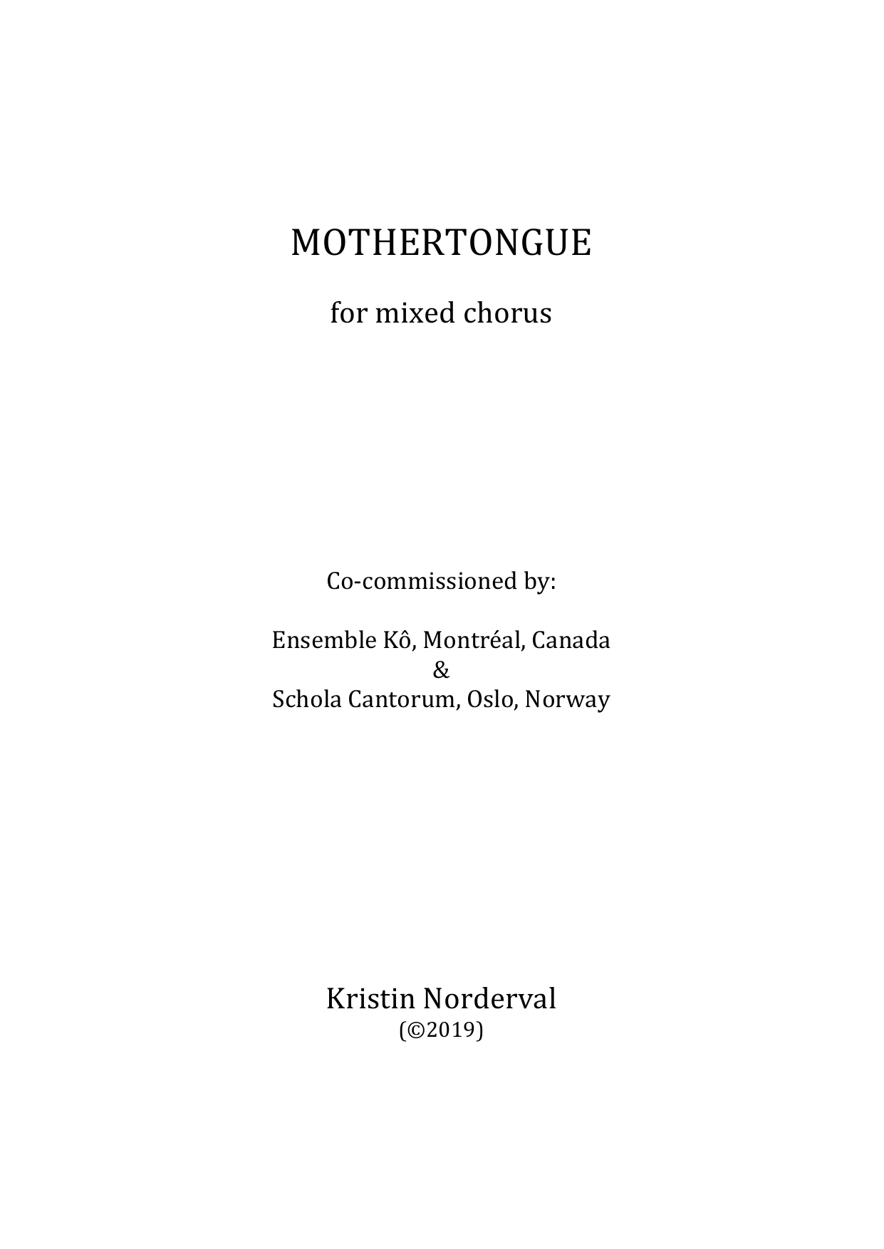 Mothertongue - for mixed chorus