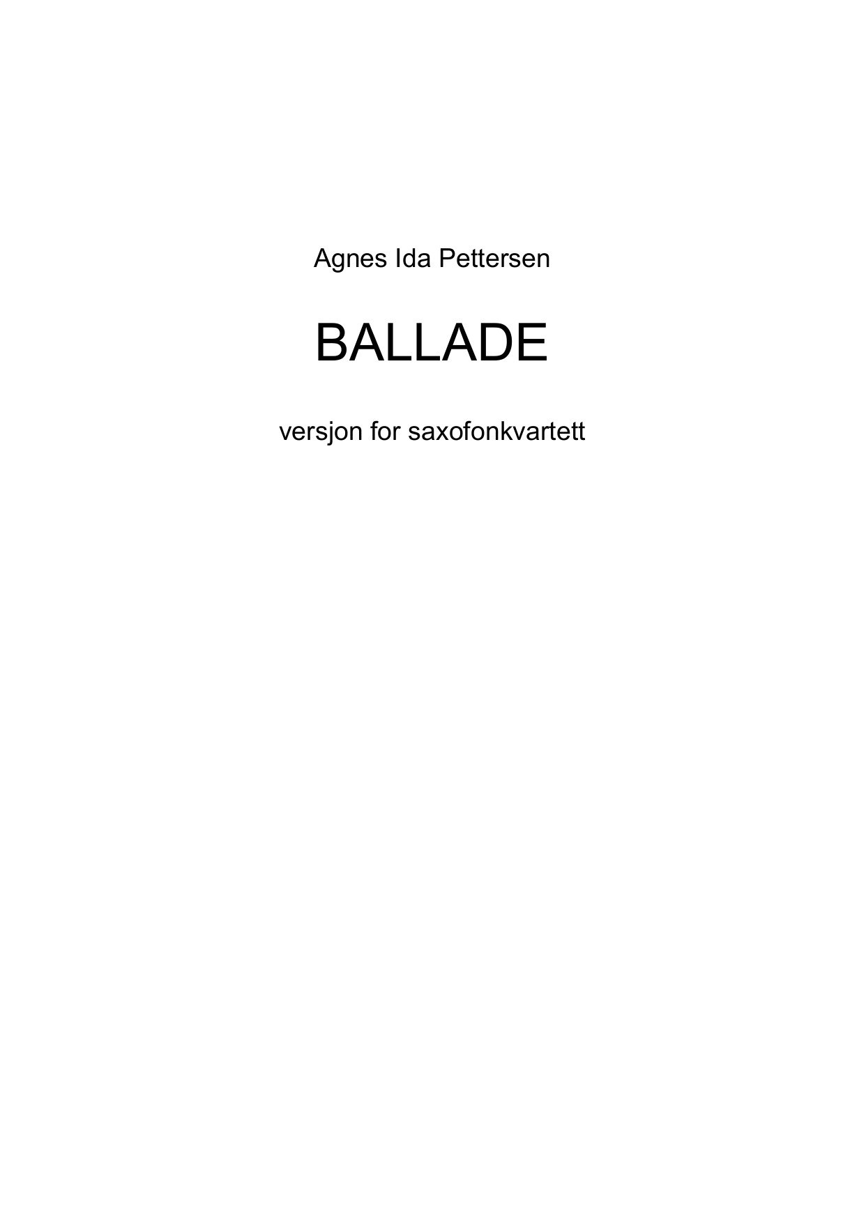 Ballade - versjon for saxofonkvartett