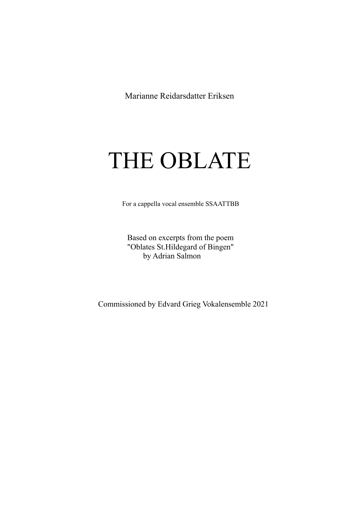 The Oblate - For a cappella vocal ensemble SSAATTBB - Image 3