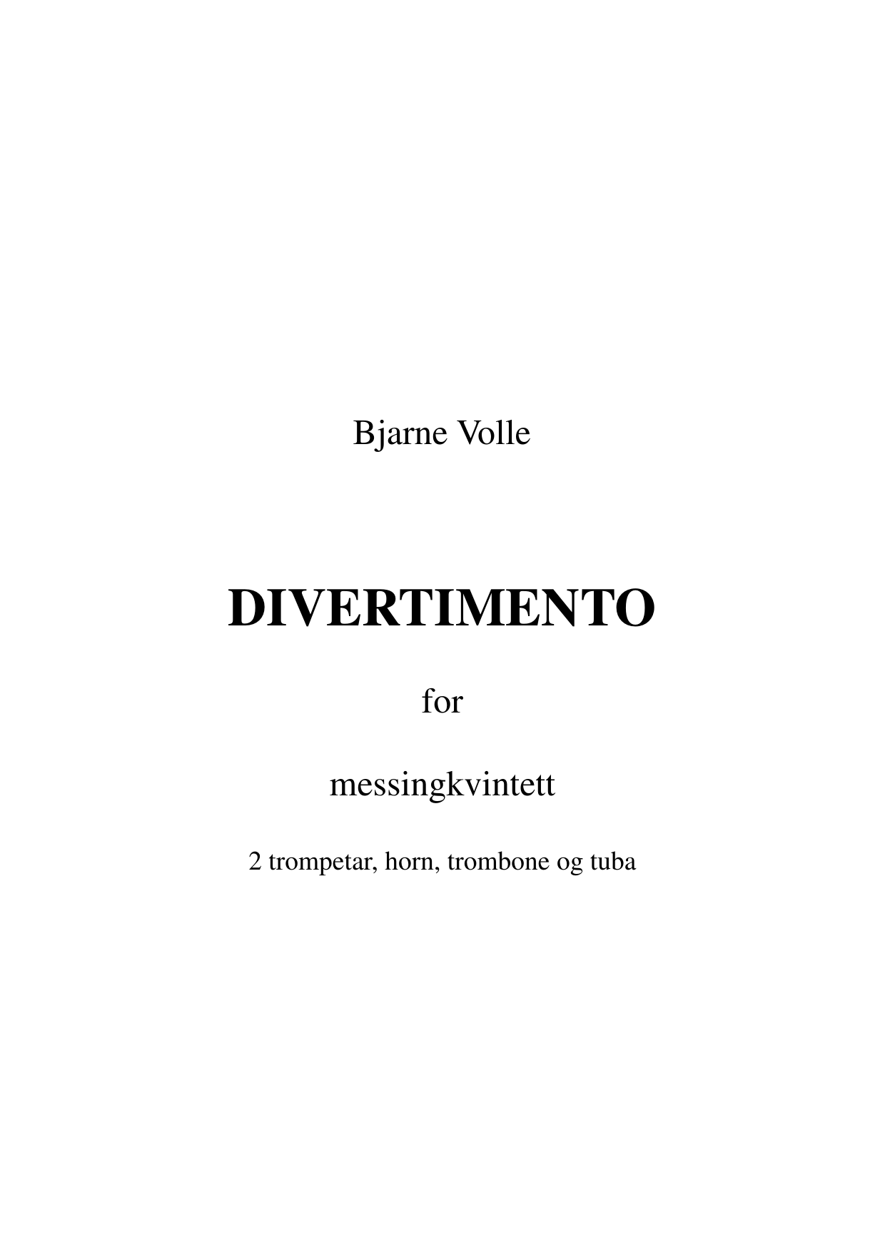 Divertimento for messingkvintett