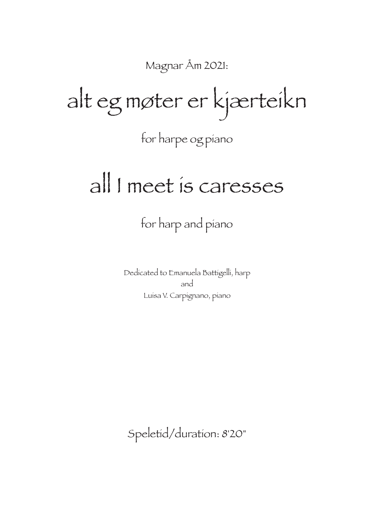 all I meet is caresses - version for harp and piano - Image 3