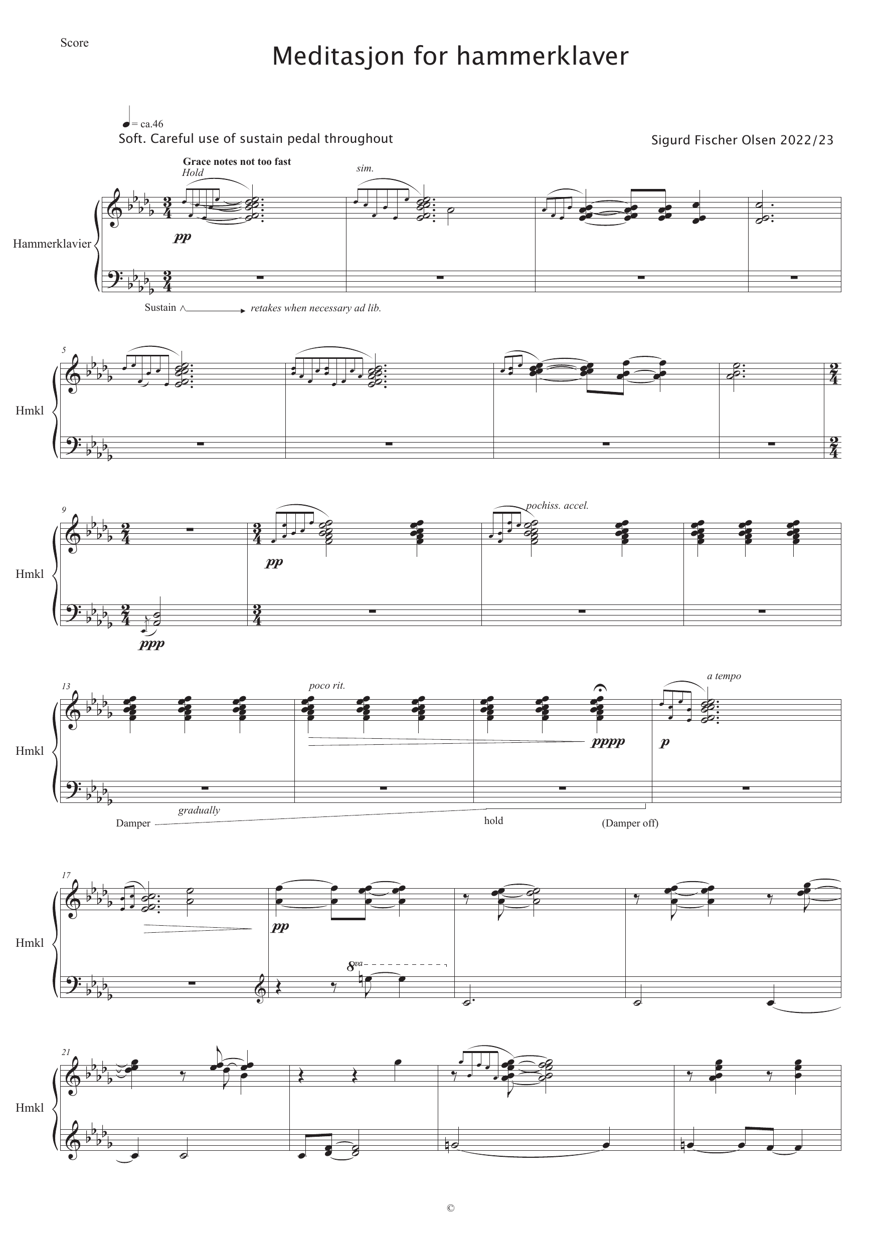 Meditasjon for hammerklaver over L.van Beethoven op.27 nr 2, andre sats - Image 2