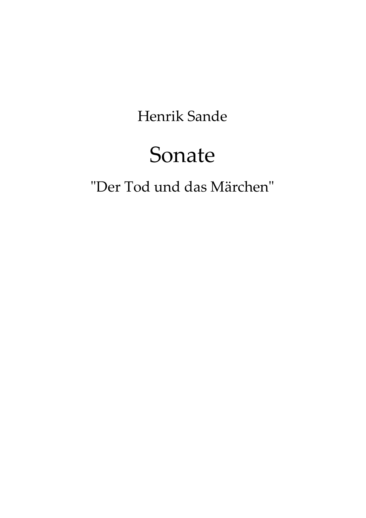 Sonate - Der Tod und das Märchen