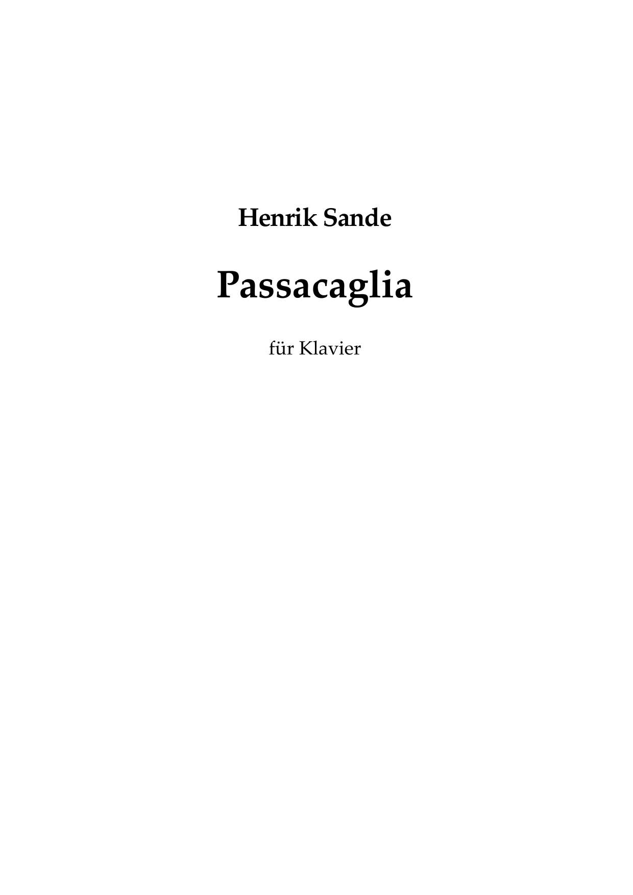 Passacaglia - für Klavier