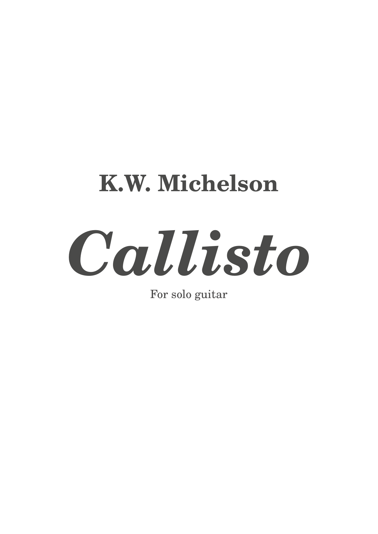 Callisto - for solo guitar