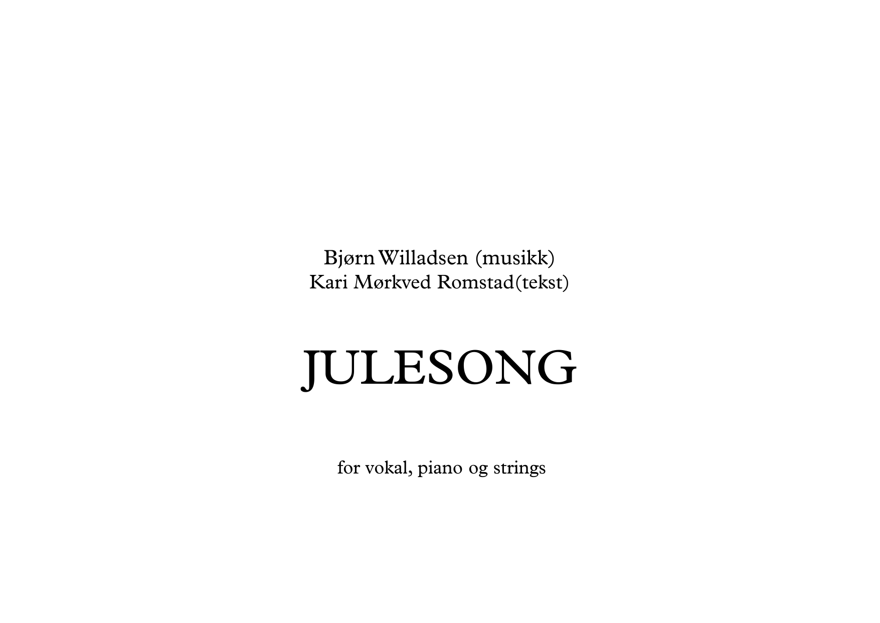 Julesong - for vokal, piano og strings