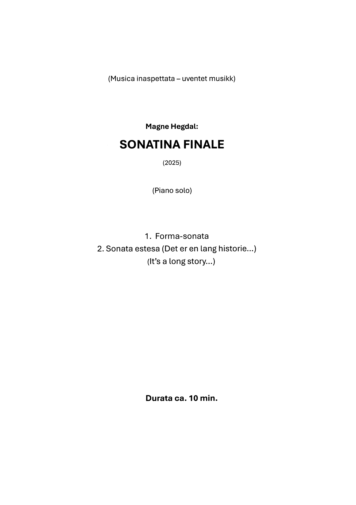 Sonatina finale - Musica inaspettata - uventet musikk