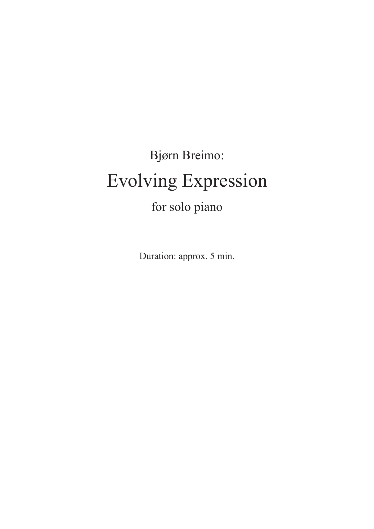 Evolving Expression - For solo piano