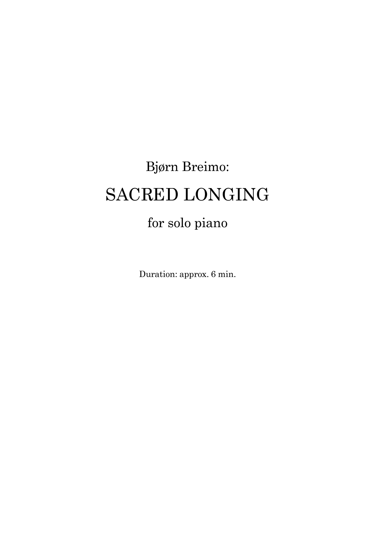 Sacred Longing - For solo piano