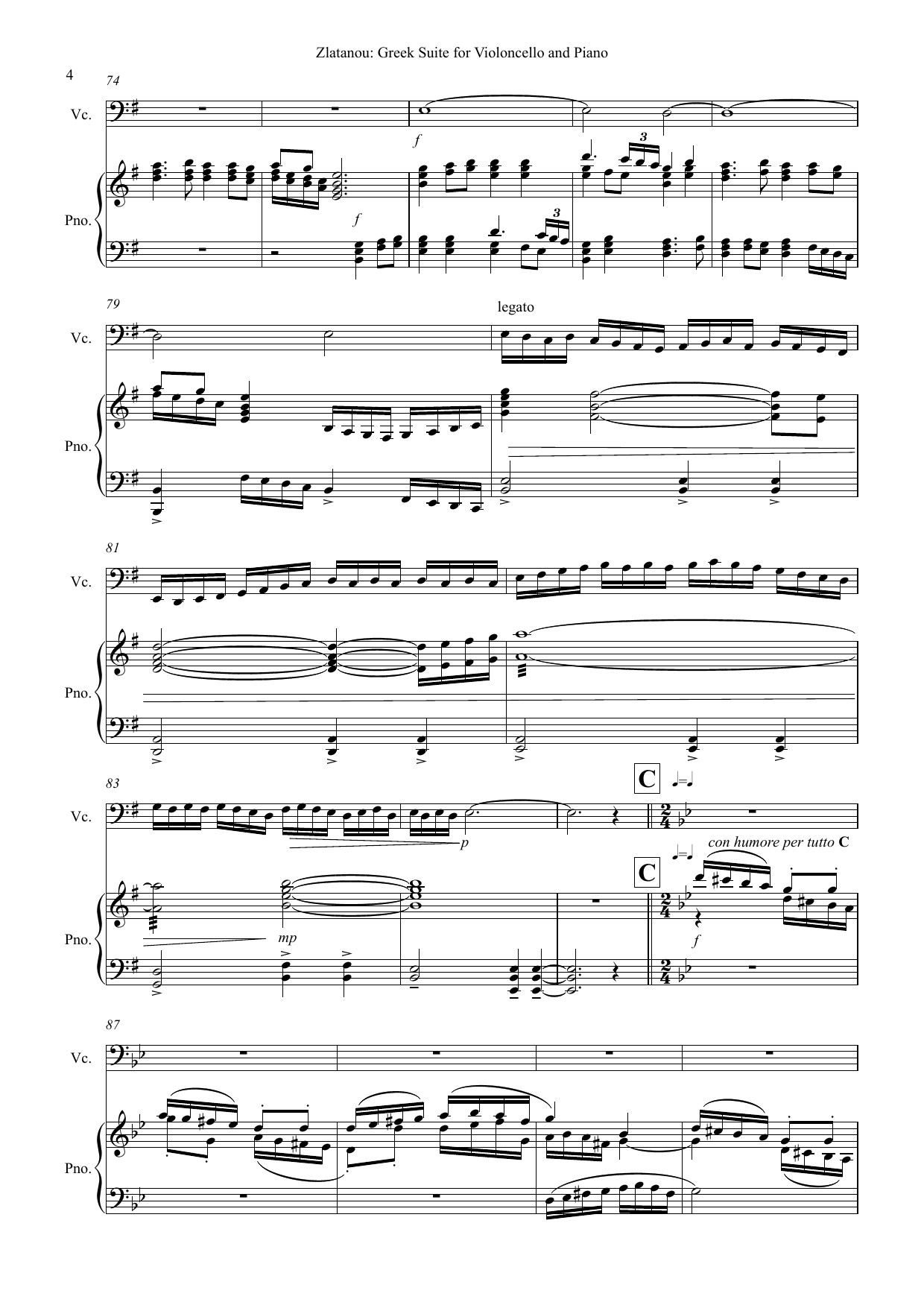 Greek Suite for violoncello and piano - On Nine Greek Folk Songs and Dances - Image 6