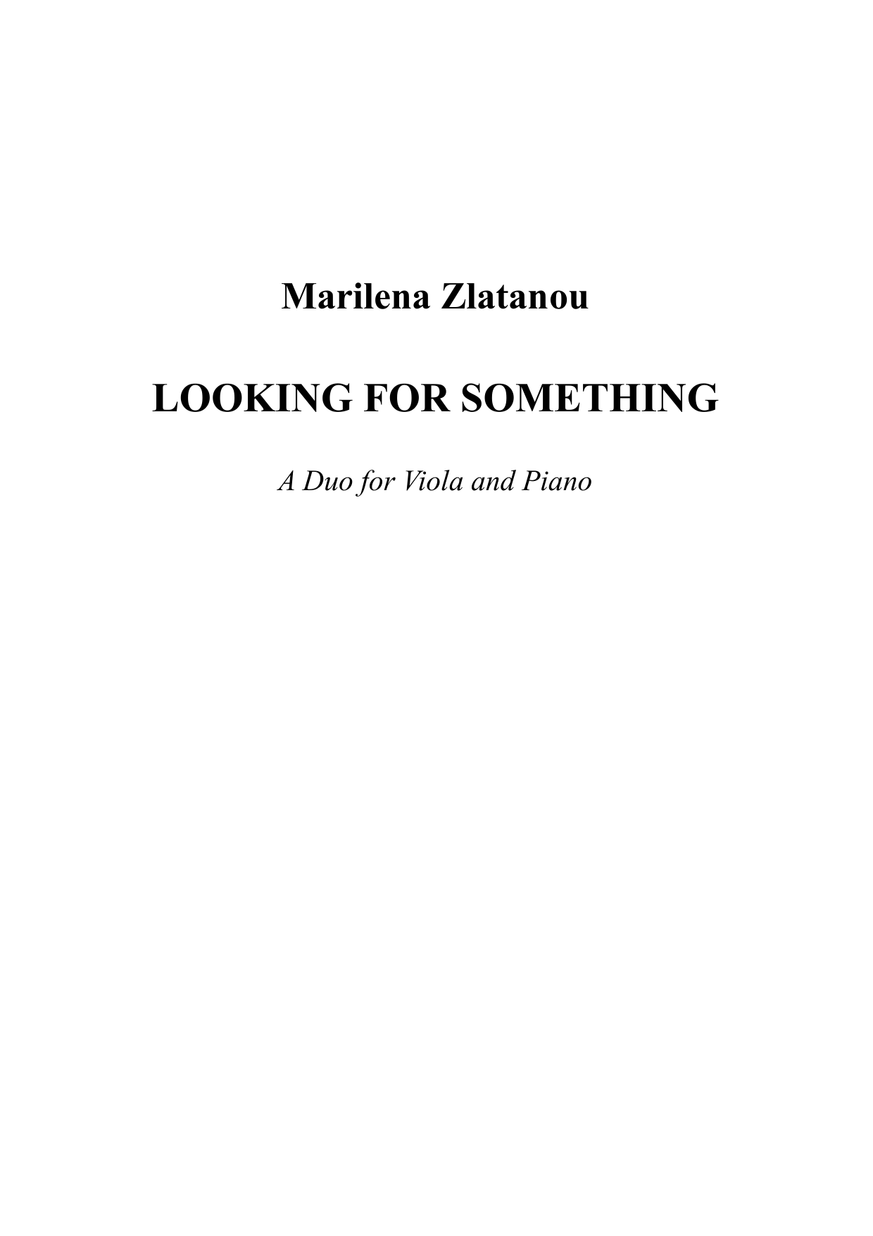 Looking for Something - A Duo for viola and piano