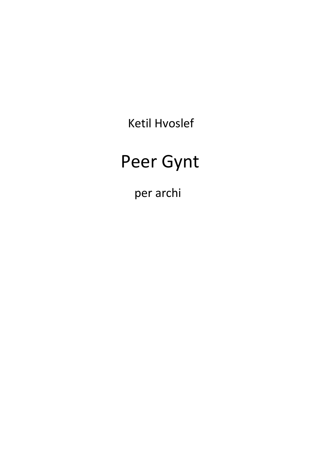 Peer Gynt - per archi