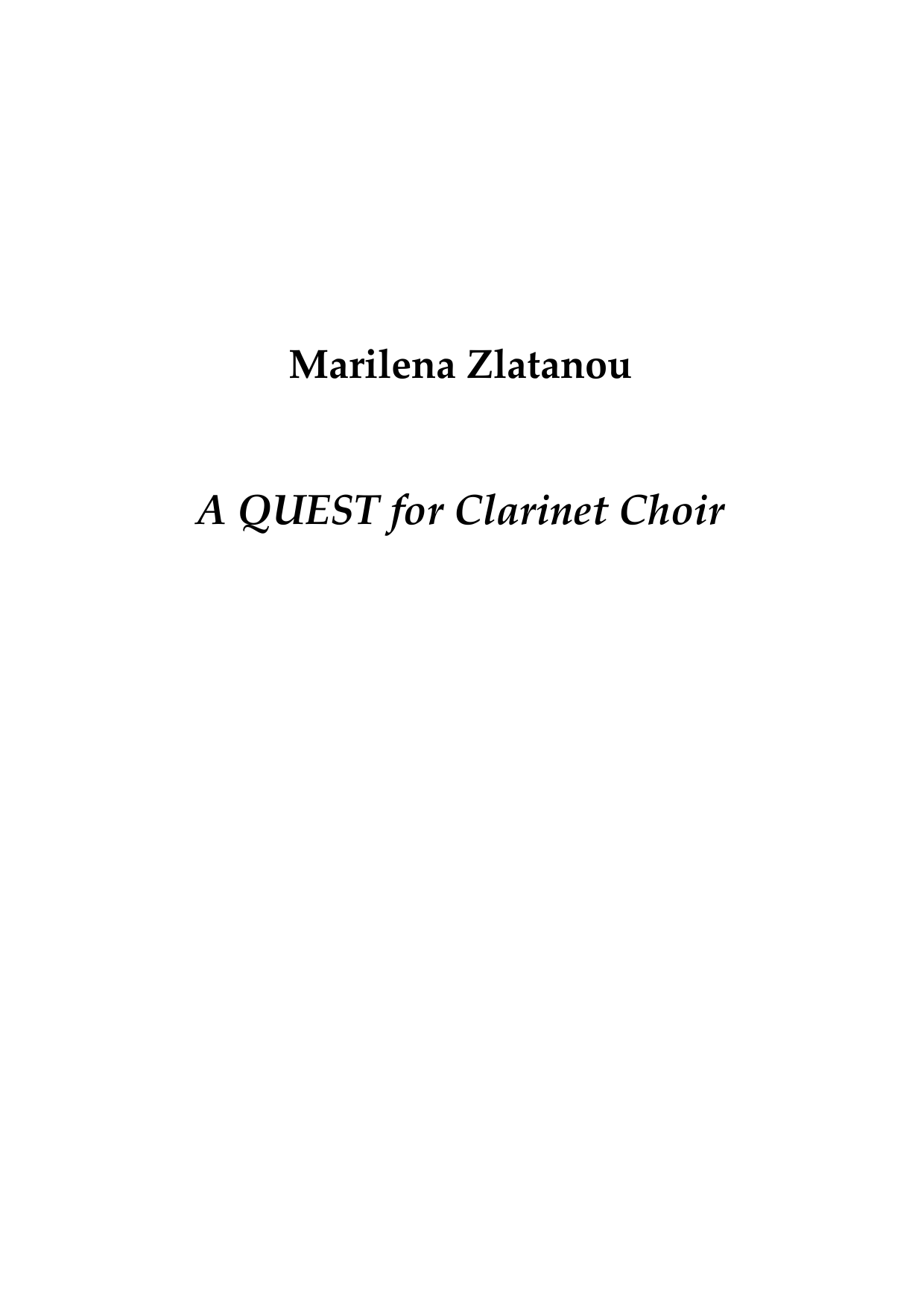 A Quest for Clarinet Choir