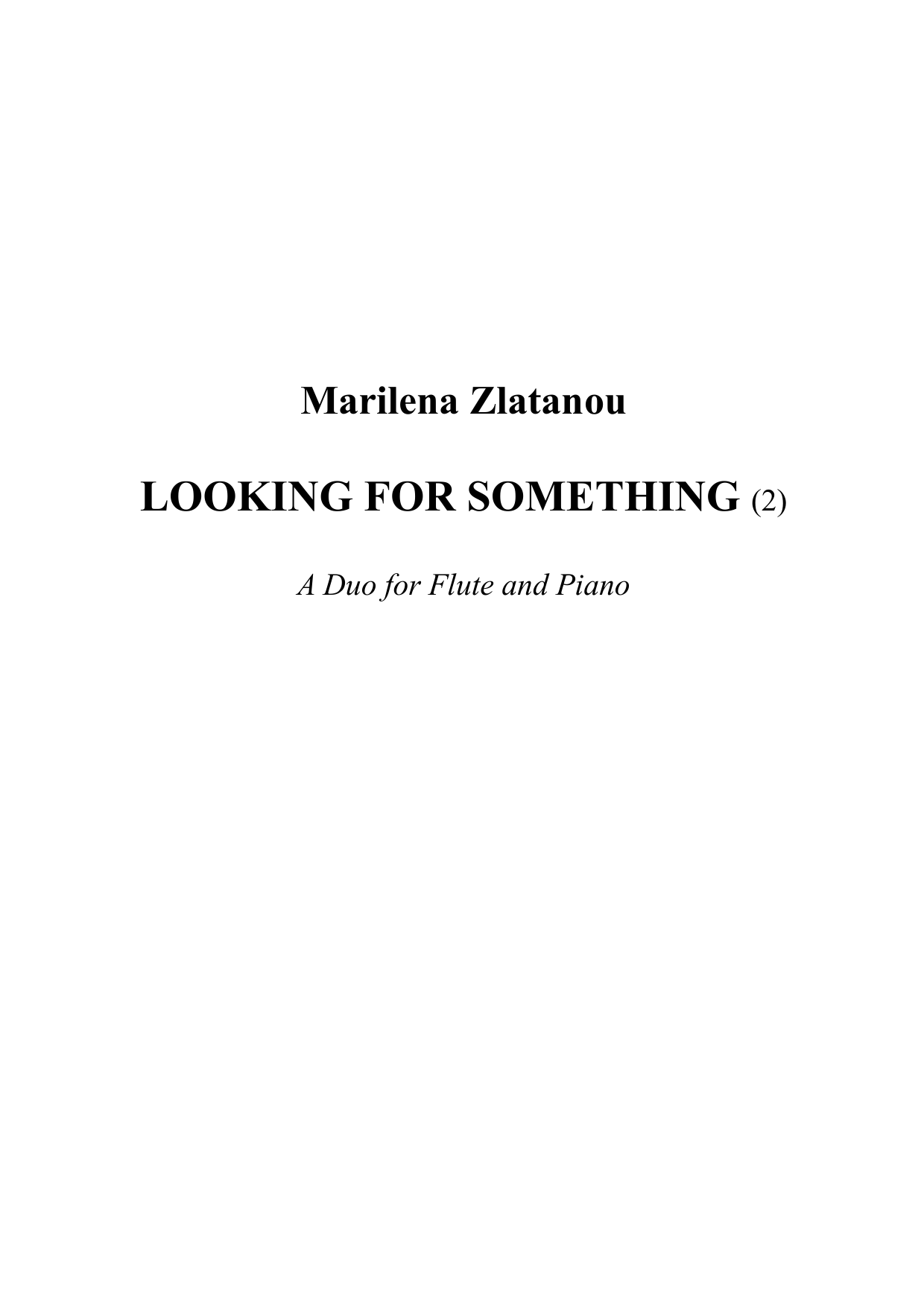 Looking for Something (2) - A Duo for flute and piano