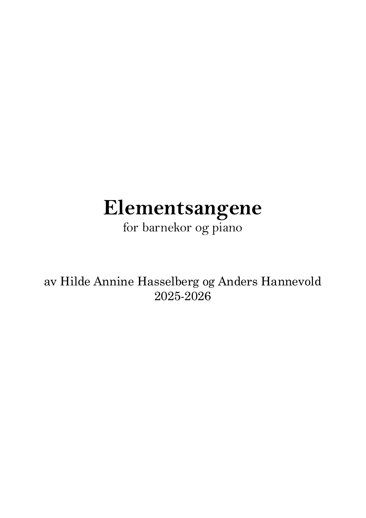 Elementsangene - for barnekor og piano