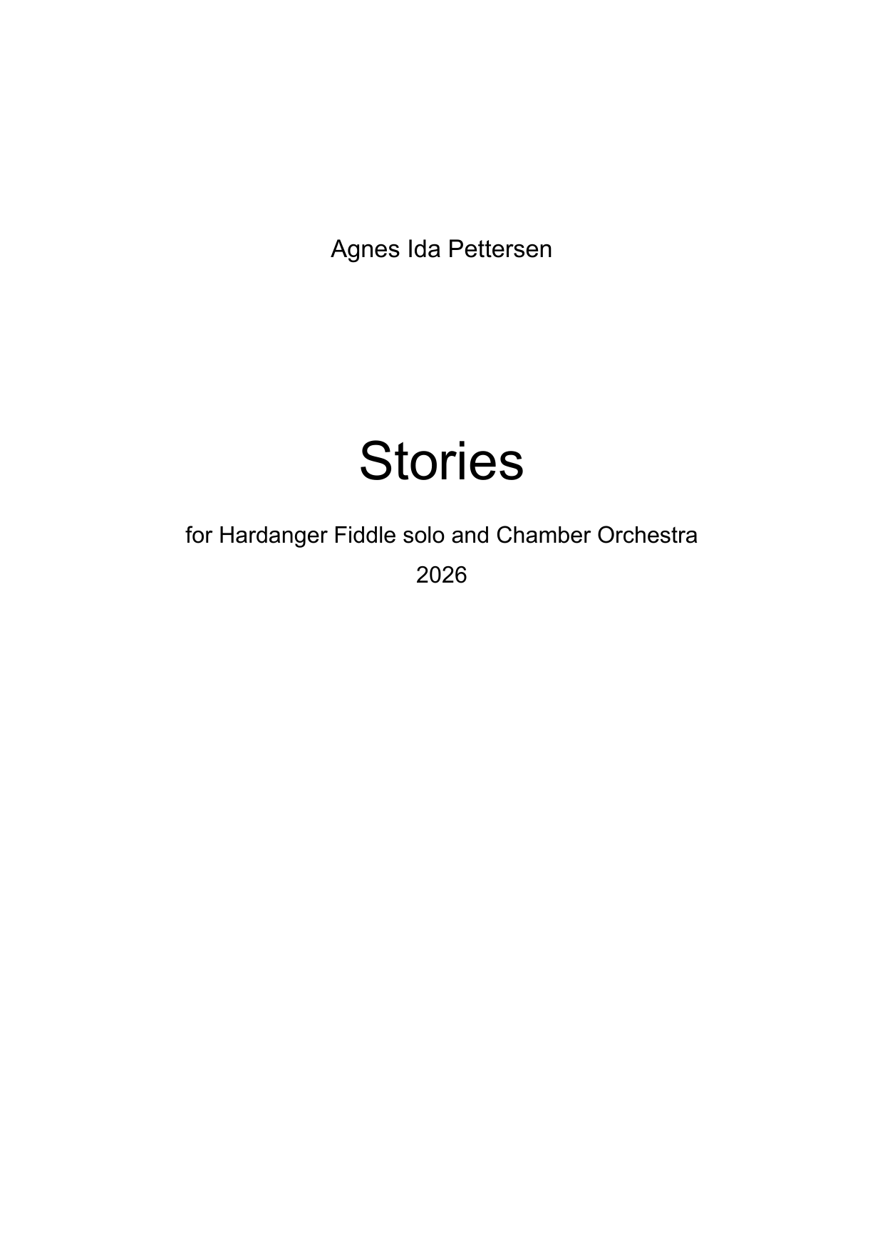 Stories - for hardanger fiddle solo and chamber orchestra