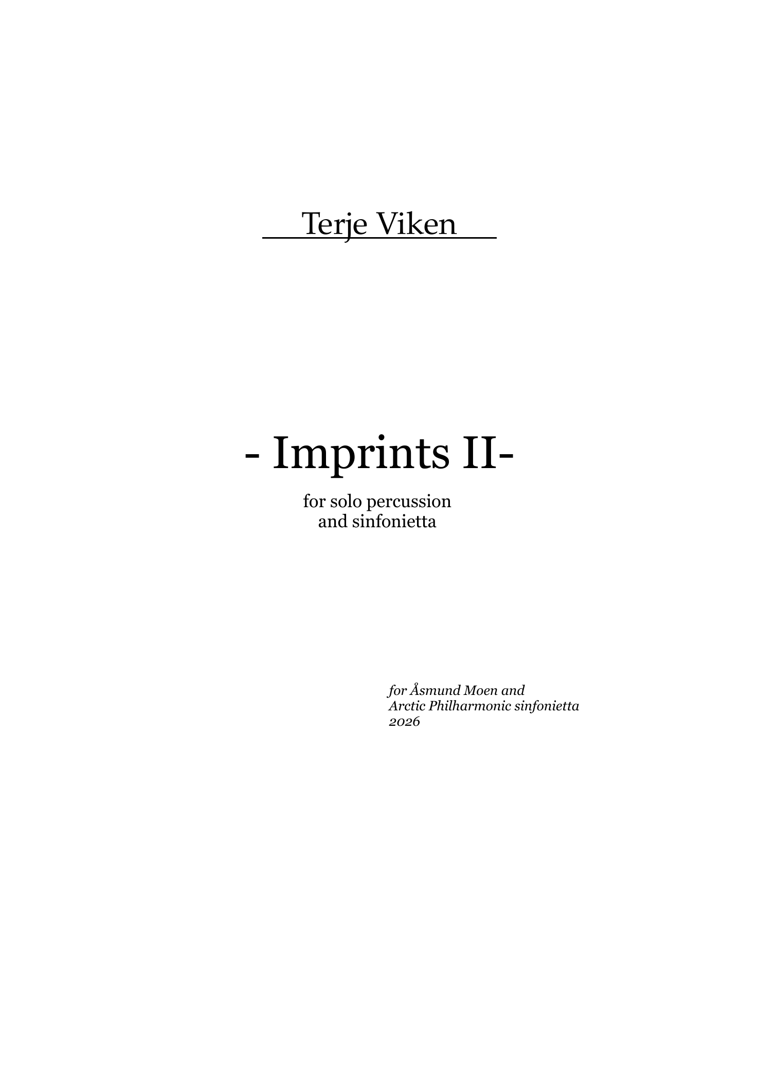 Imprints II - for solo percussion & sinfonietta