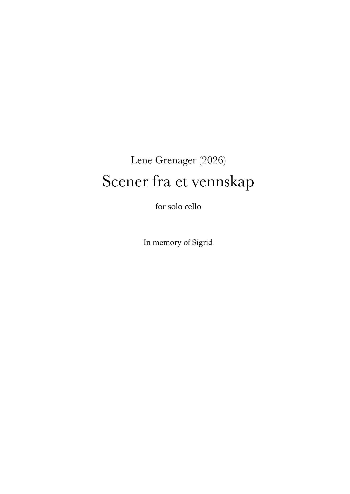 Scener fra et vennskap - for solo cello
