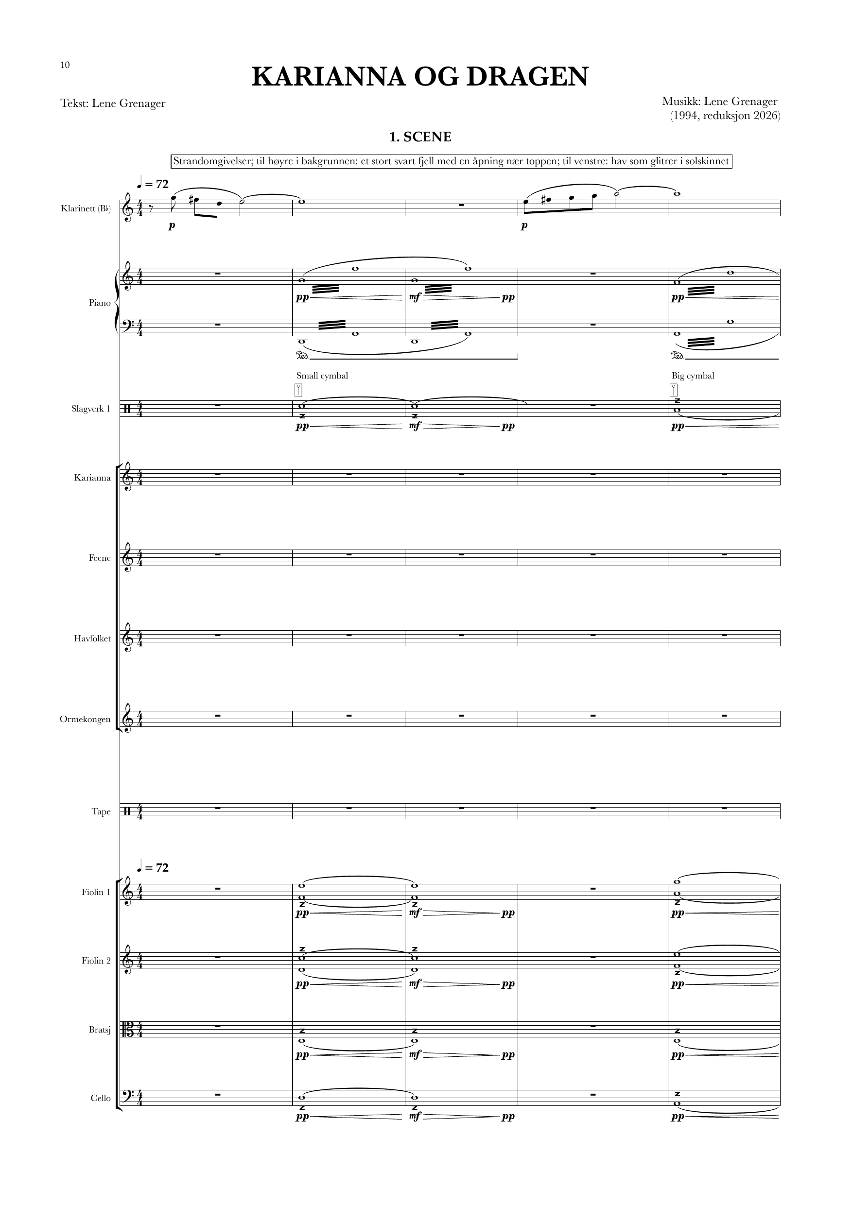 Karianna og dragen - En barneopera i sju scener : Fritt etter et eventyr av Regine Normann - Versjon for klarinett, slagverk, piano og strykekvartett - Bilde 10