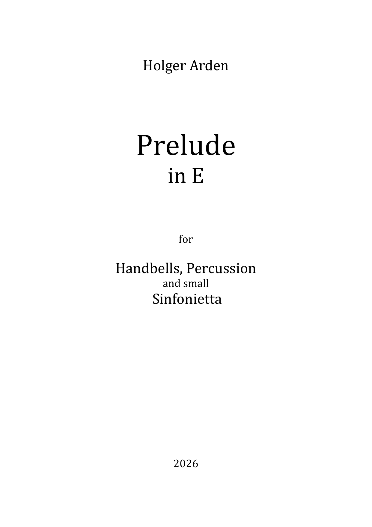 Prelude in E - for handbells, percussion and small sinfonietta