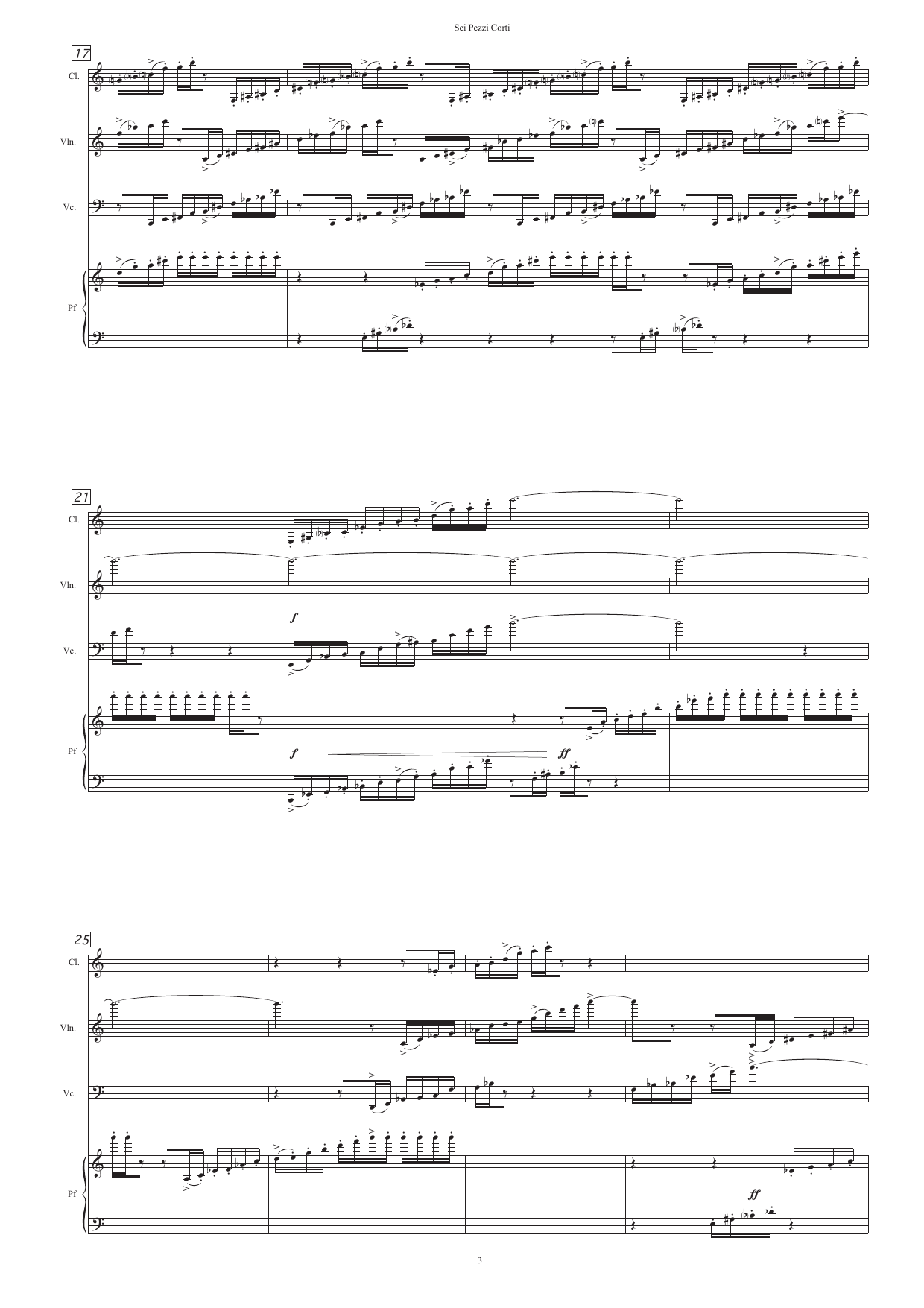 Sei pezzi corti - Quartetto per clarinetto in Sib, violino, violoncello, e pianoforte - Image 3